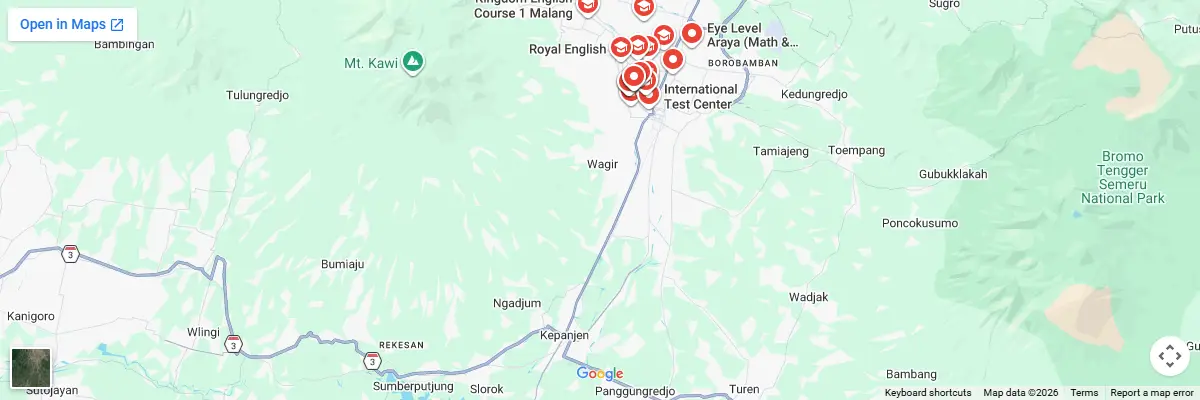 Map of IELTS test centres in Malang