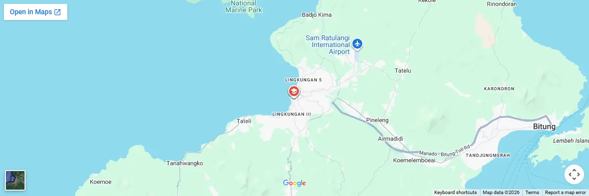 Map of IELTS test centres in Manado