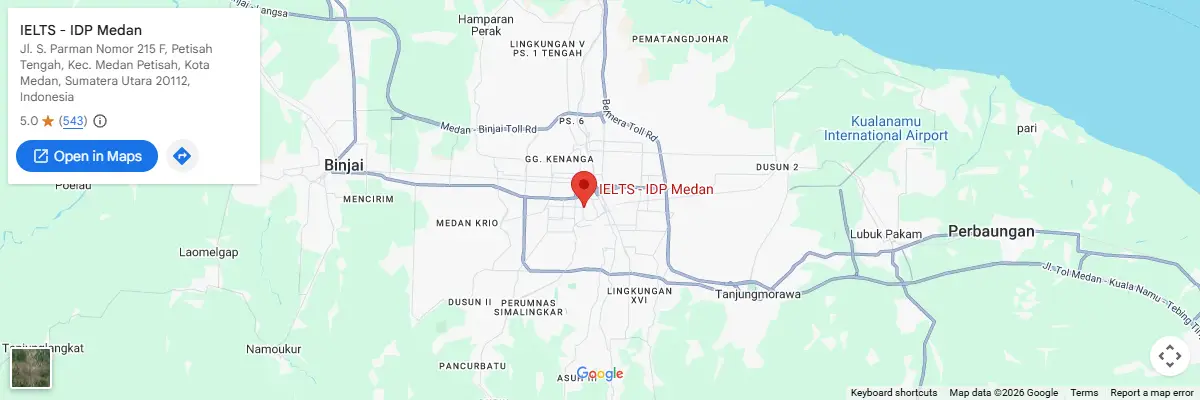 Map of IELTS test centres in Medan