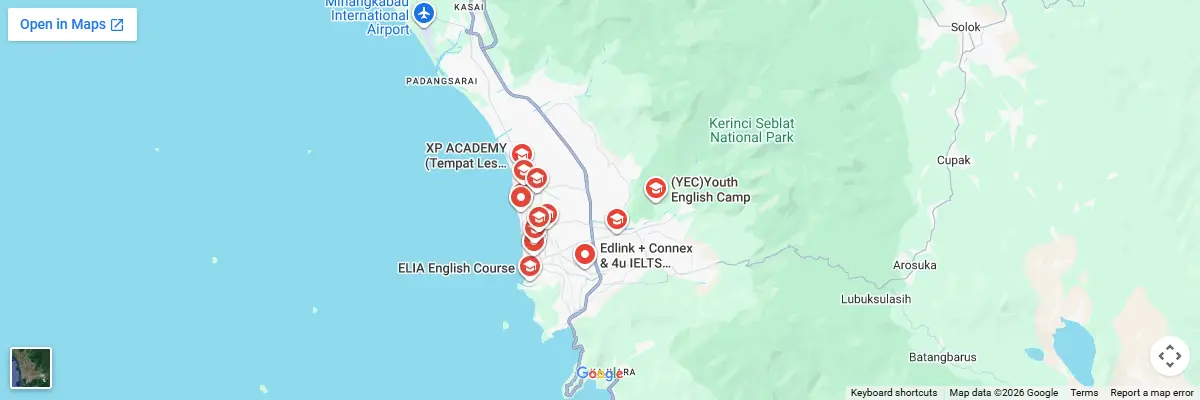 Map of IELTS test centres in Padang
