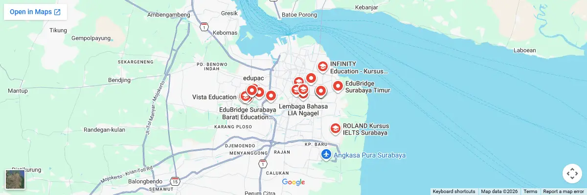 Map of IELTS test centres in Surabaya