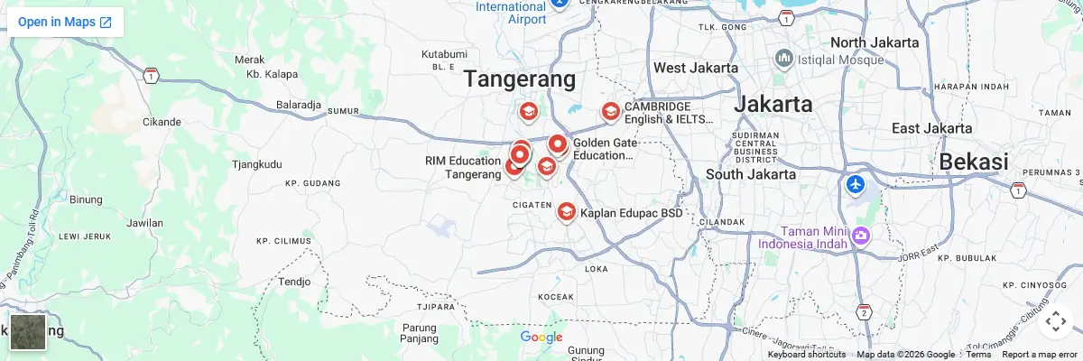 Map of IELTS test centres in Tangerang