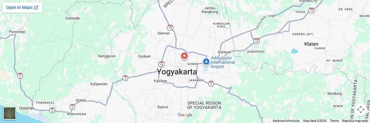 Map of IELTS test centres in Yogyakarta