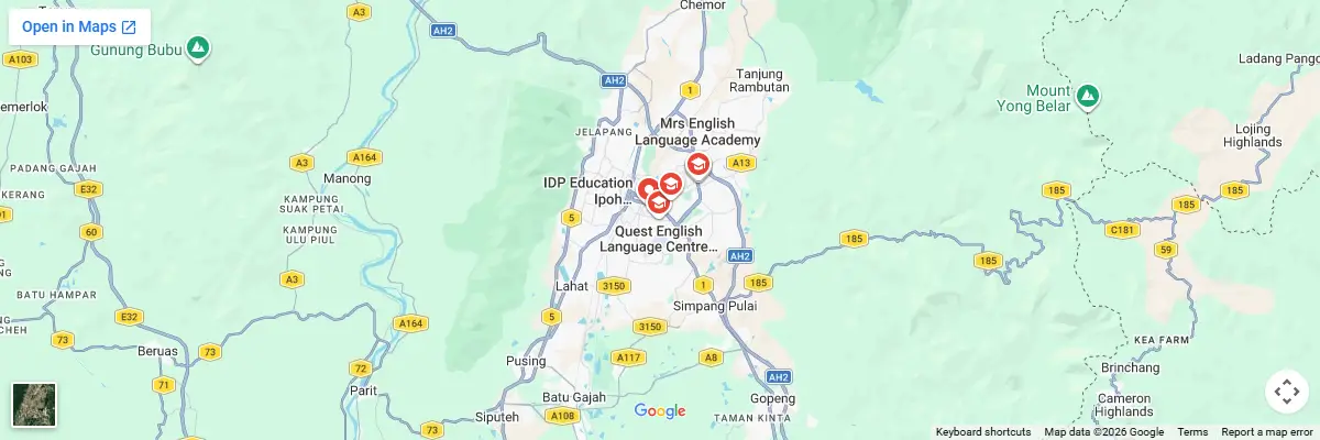 Map of IELTS test centres in Ipoh