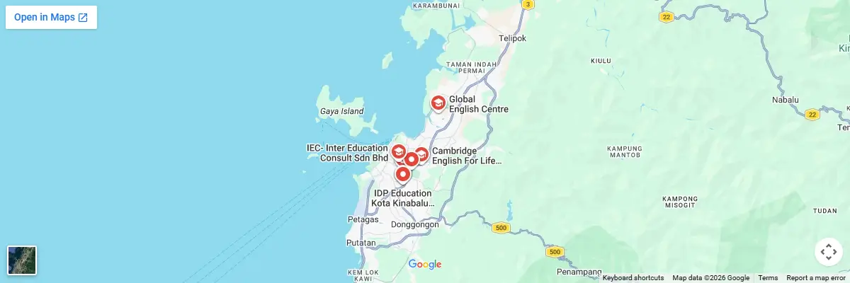 Map of IELTS test centres in Kota Kinabalu