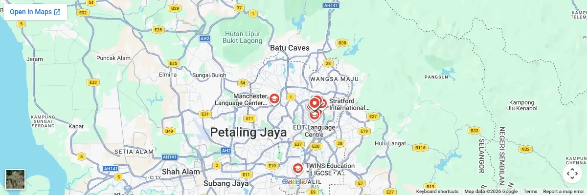 Map of IELTS test centres in Kuala Lumpur