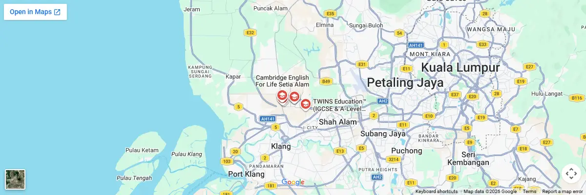 Map of IELTS test centres in Setia Alam