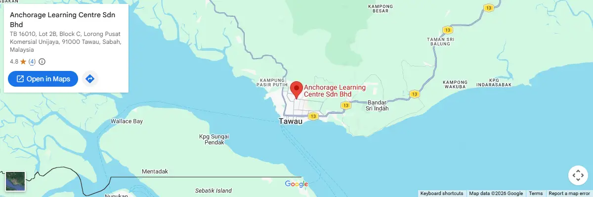 Map of IELTS test centres in Tawau