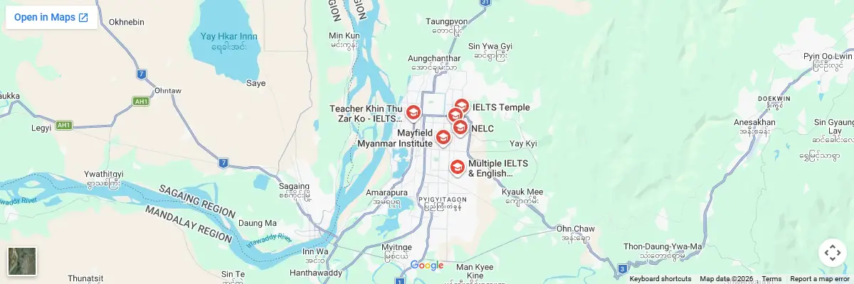 Map of IELTS test centres in Mandalay