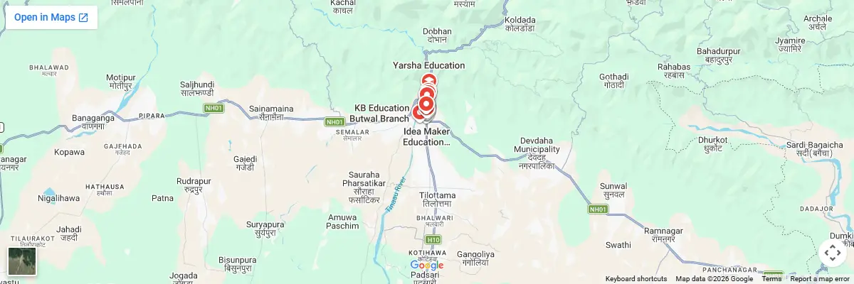 Map of IELTS test centres in Butwal