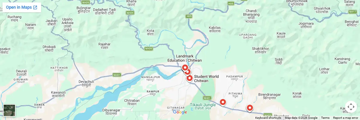 Map of IELTS test centres in Chitwan