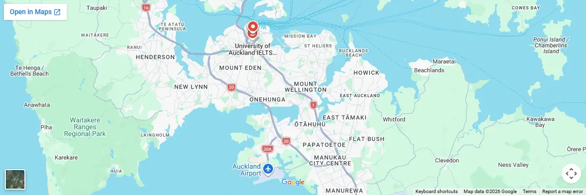 Map of IELTS test centres in Auckland