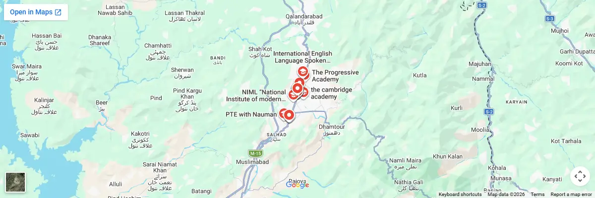 Map of IELTS test centres in Abbottabad