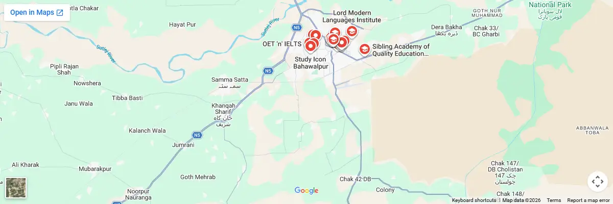 Map of IELTS test centres in Bahawalpur