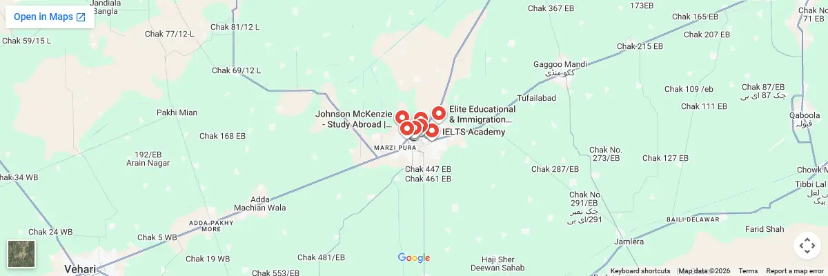 Map of IELTS test centres in Burewala