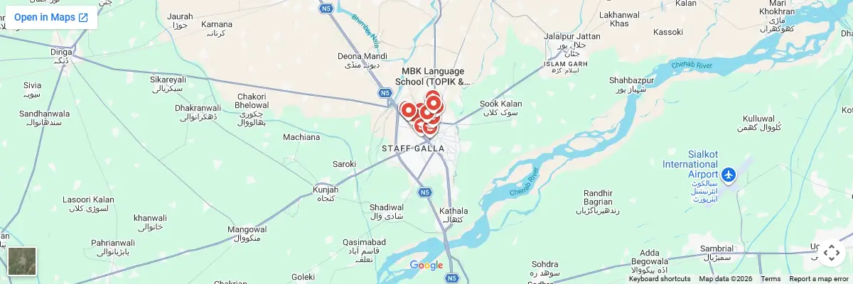Map of IELTS test centres in Gujrat
