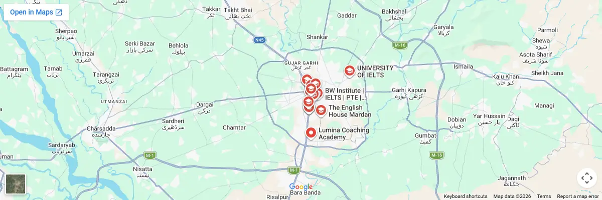 Map of IELTS test centres in Mardan