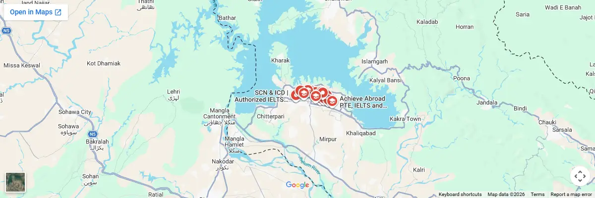 Map of IELTS test centres in Mirpur