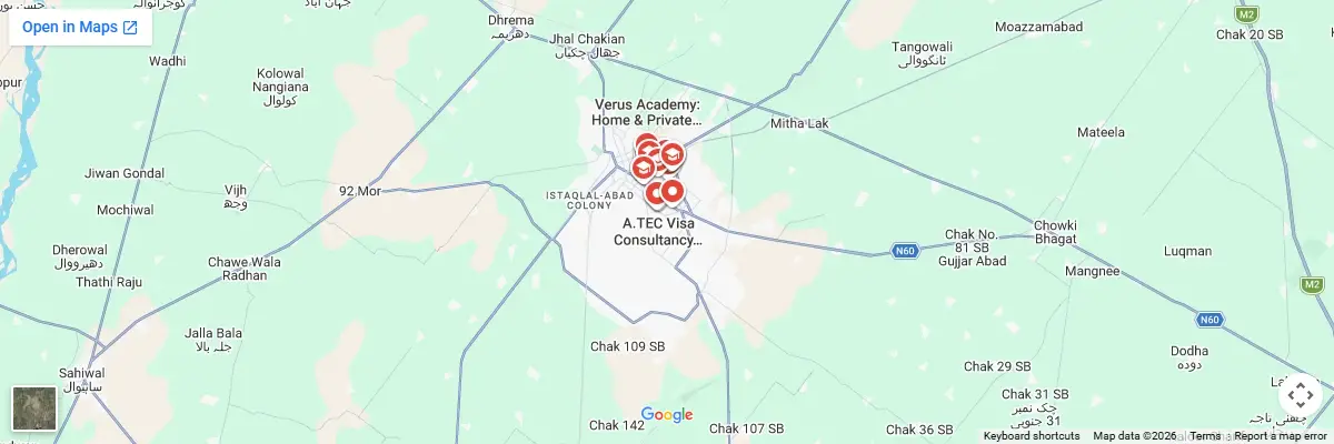 Map of IELTS test centres in Sargodha