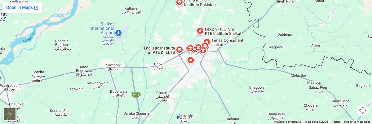 Map of IELTS test centres in Sialkot