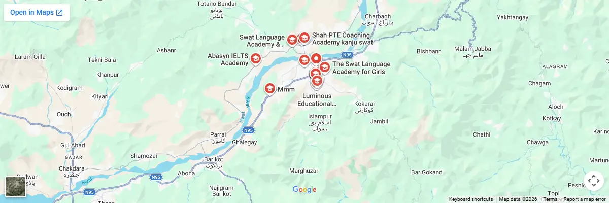 Map of IELTS test centres in Swat