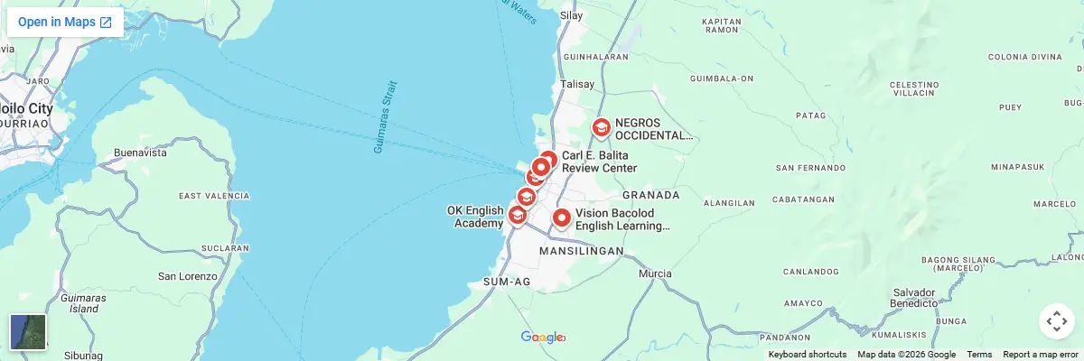 Map of IELTS test centres in Bacolod