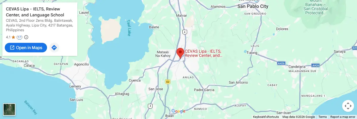 Map of IELTS test centres in Batangas