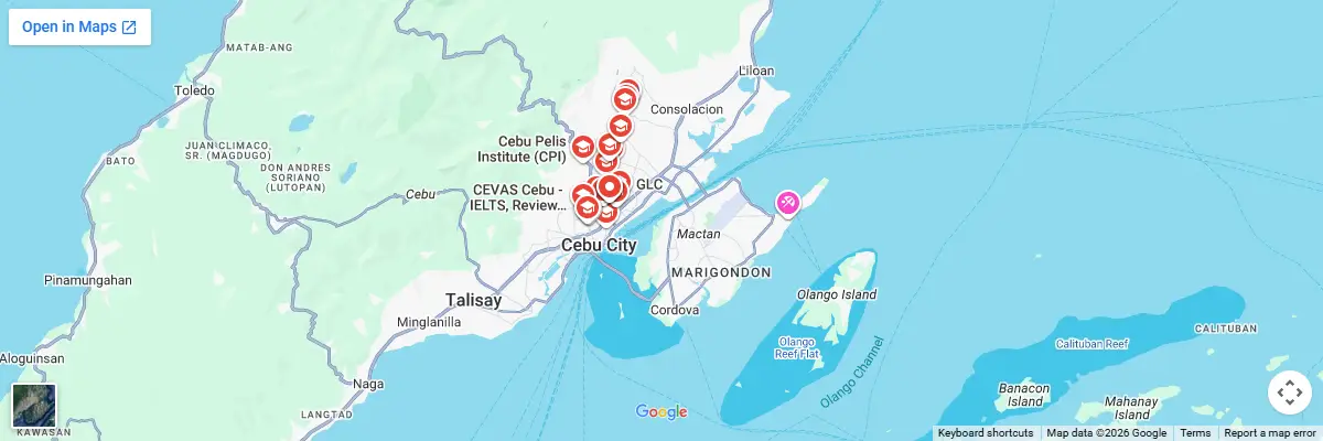 Map of IELTS test centres in Cebu
