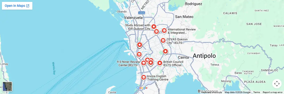 Map of IELTS test centres in Manila