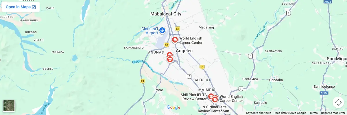 Map of IELTS test centres in Pampanga