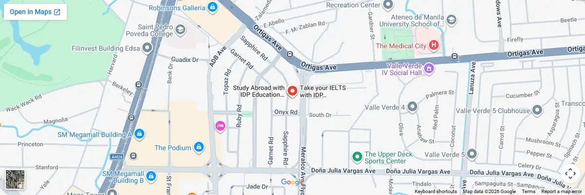 Map of IELTS test centres in Pasig