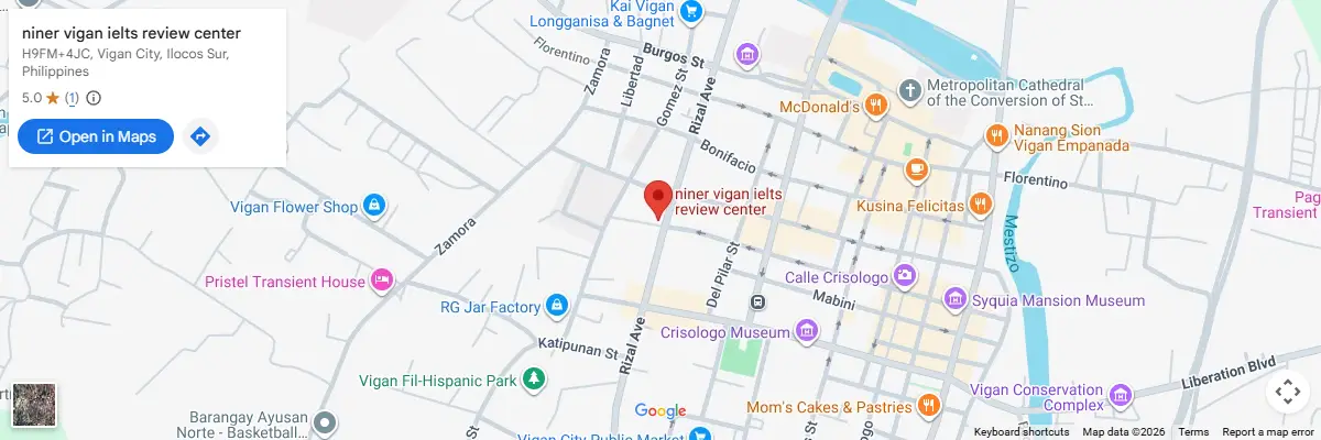 Map of IELTS test centres in Vigan