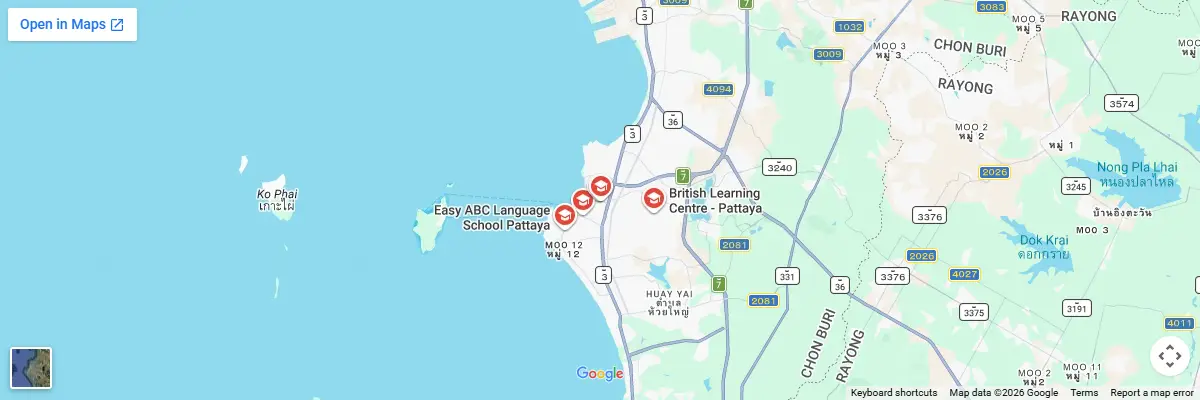 Map of IELTS test centres in Chonburi