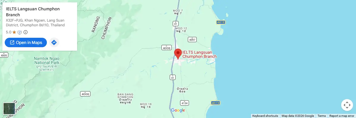 Map of IELTS test centres in Chumphon