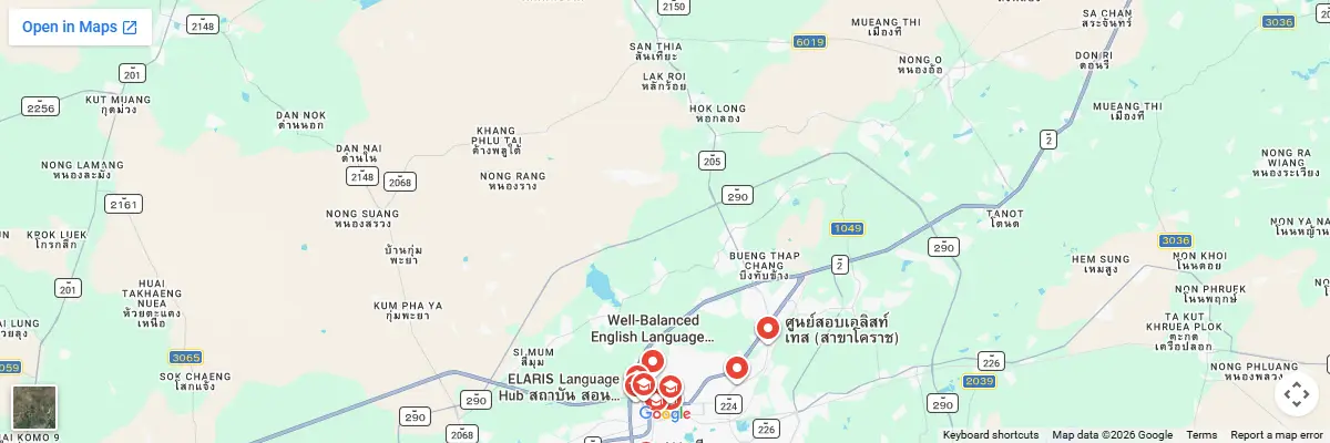 Map of IELTS test centres in Nakhon Ratchasima