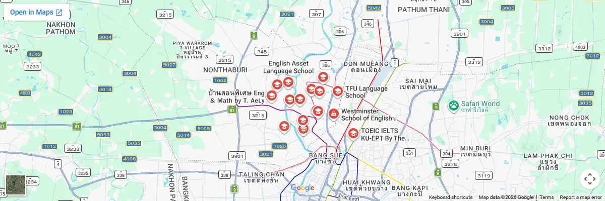 Map of IELTS test centres in Nonthaburi
