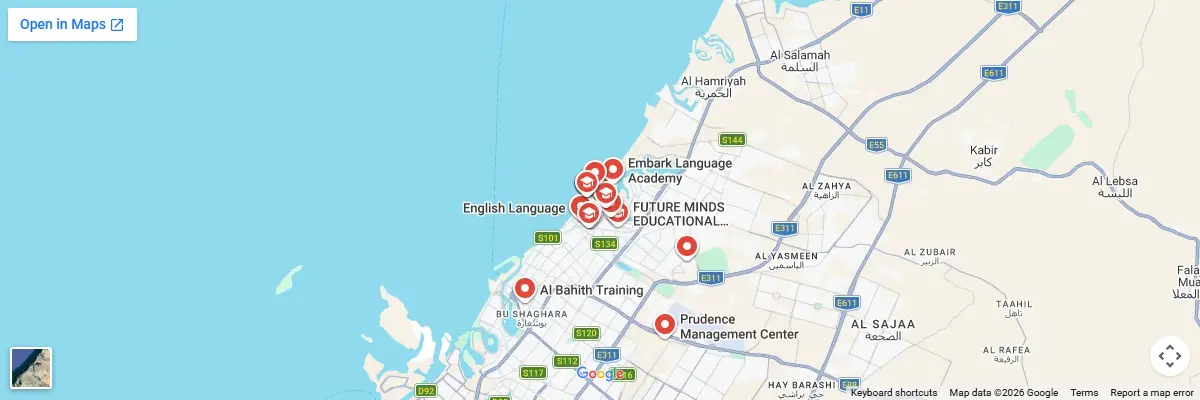 Map of IELTS test centres in Ajman