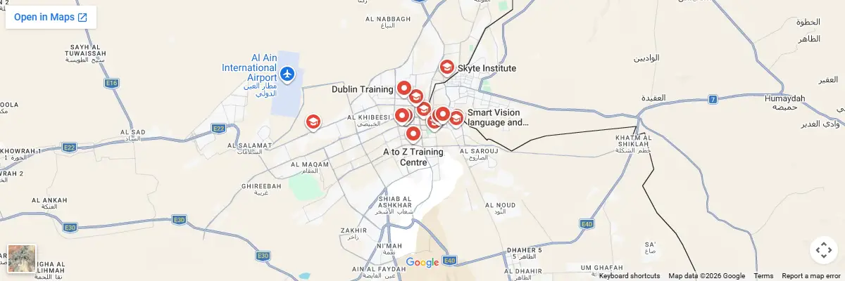Map of IELTS test centres in Al Ain
