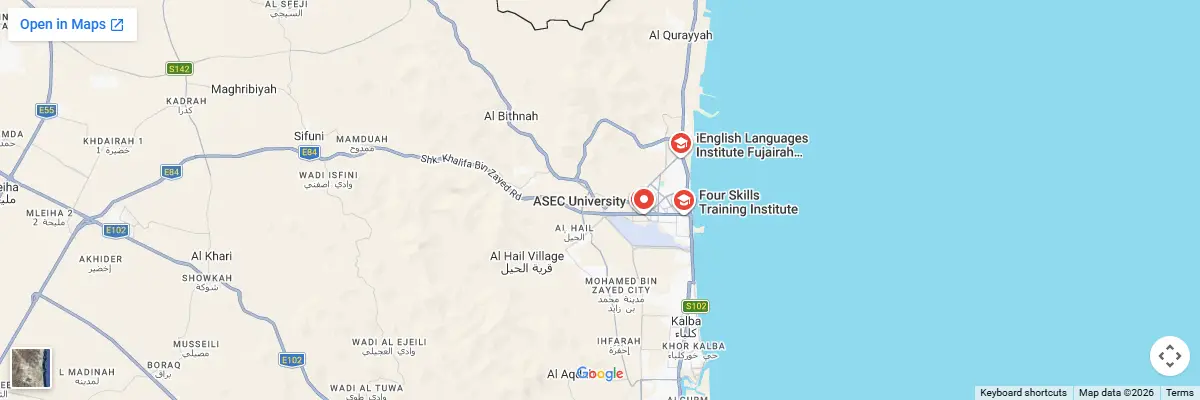 Map of IELTS test centres in Fujairah