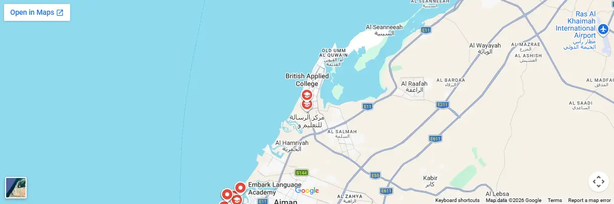 Map of IELTS test centres in Umm Al Quwain