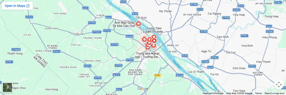 Map of IELTS test centres in Can Tho