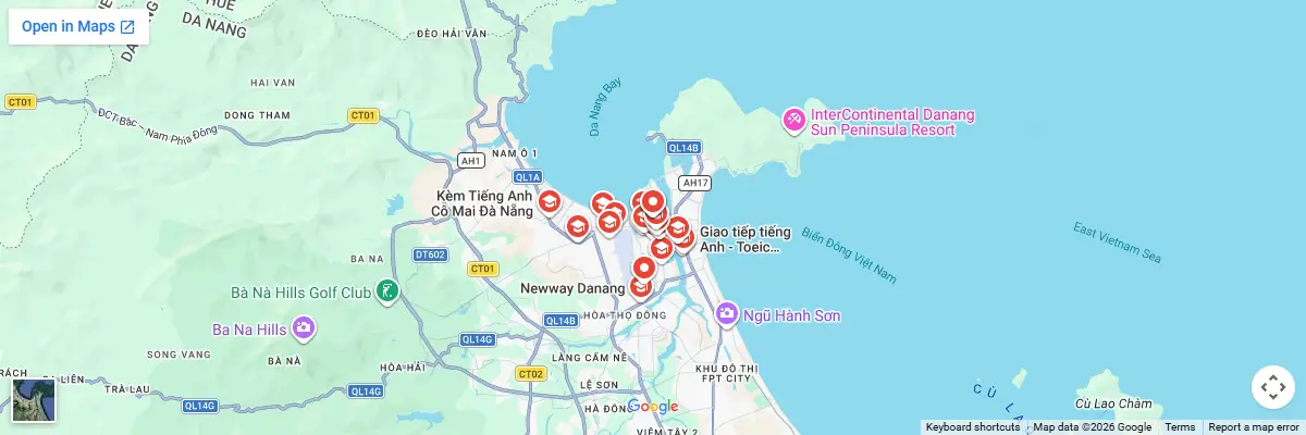 Map of IELTS test centres in Da Nang