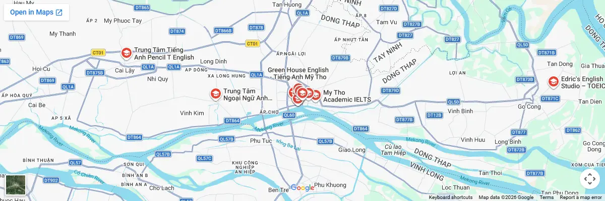 Map of IELTS test centres in Dong Thap