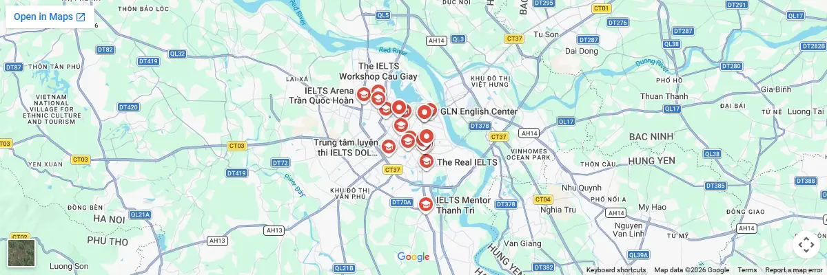 Map of IELTS test centres in Hanoi