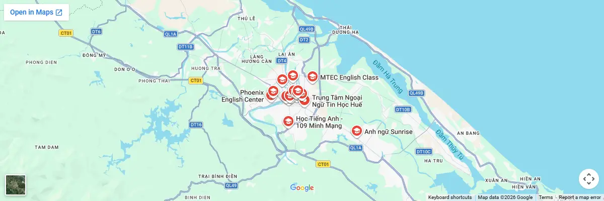 Map of IELTS test centres in Hue