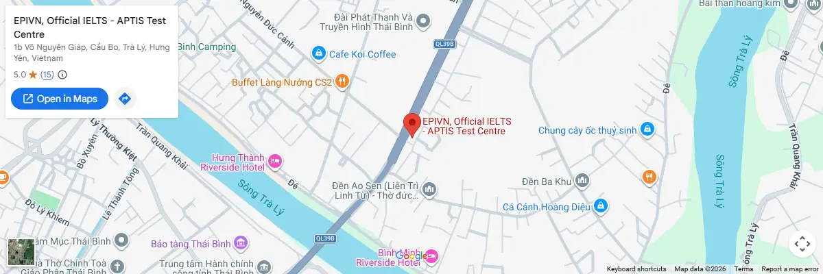 Map of IELTS test centres in Hung Yen