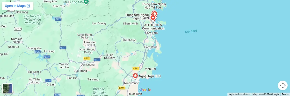 Map of IELTS test centres in Khanh Hoa