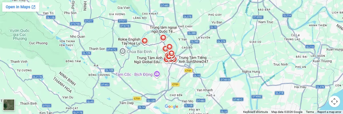Map of IELTS test centres in Ninh Binh