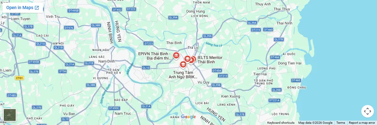 Map of IELTS test centres in Thai Binh