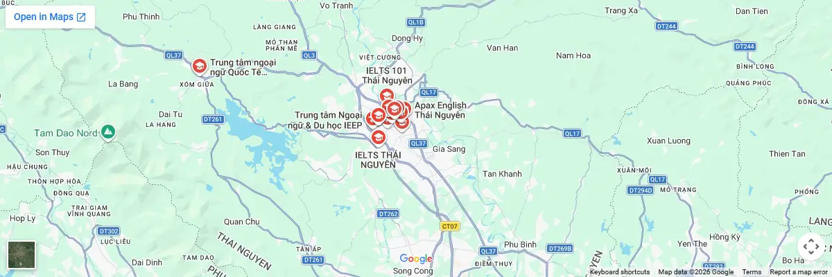 Map of IELTS test centres in Thai Nguyen